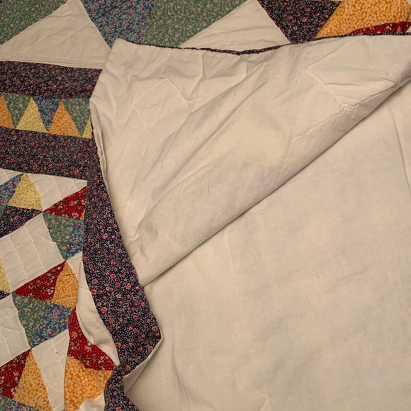 Handmade Vintage Cotton Quilt Broken Dishes Pattern Full/Queen 80X84 - Picture 12 of 14